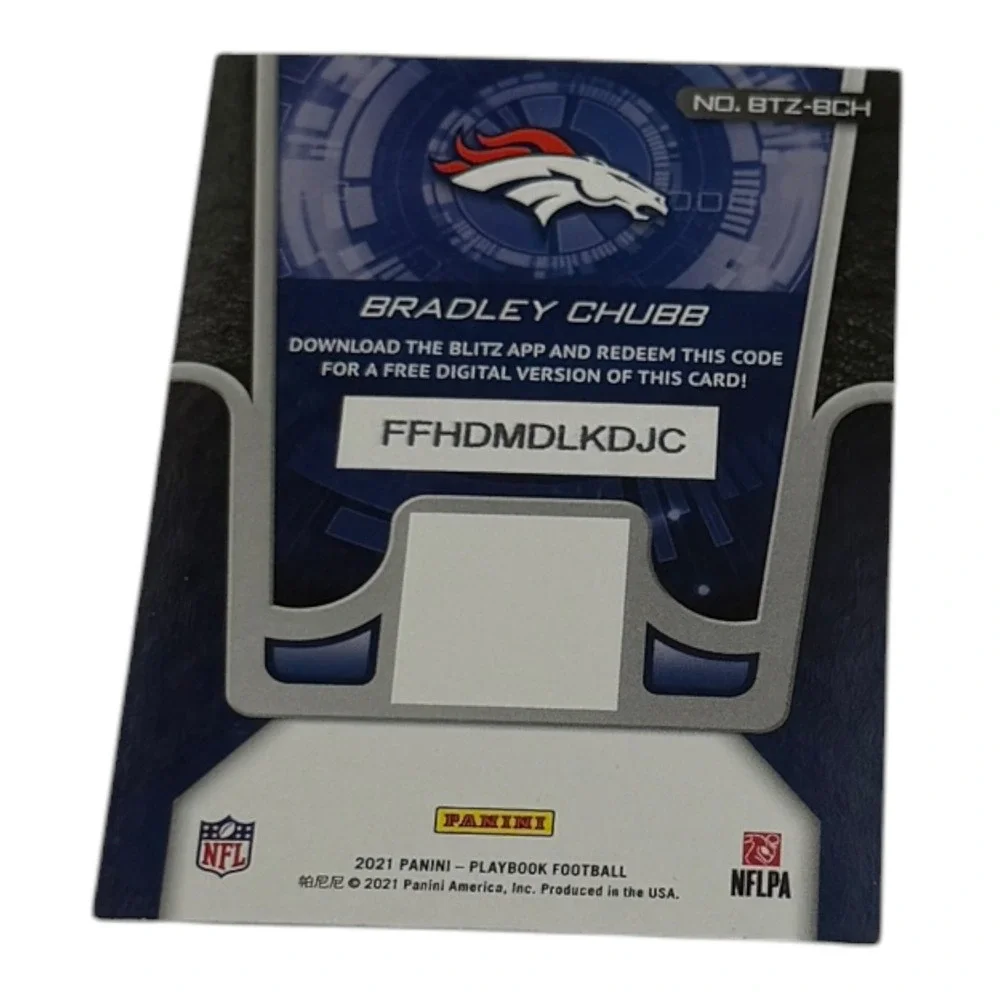 2021 Panini Playbook Football Bradley Chubb Denver Broncos Blitz Card BTZ-BCH